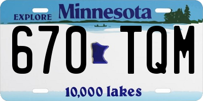 MN license plate 670TQM