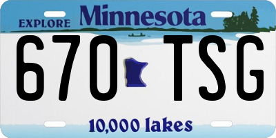MN license plate 670TSG