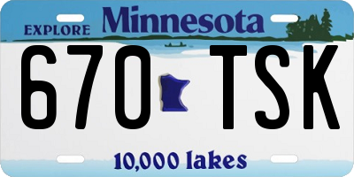 MN license plate 670TSK