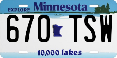 MN license plate 670TSW