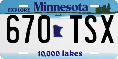 MN license plate 670TSX