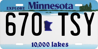 MN license plate 670TSY