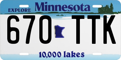 MN license plate 670TTK