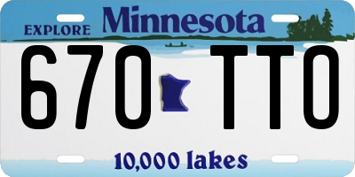 MN license plate 670TTO