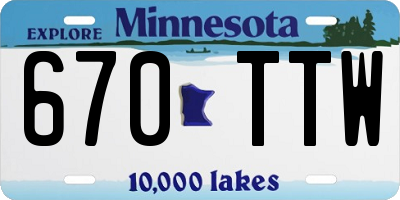 MN license plate 670TTW