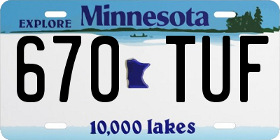 MN license plate 670TUF