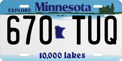 MN license plate 670TUQ