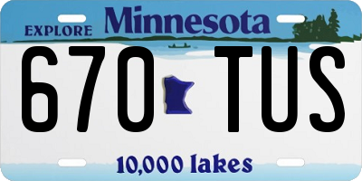 MN license plate 670TUS