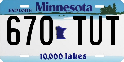 MN license plate 670TUT