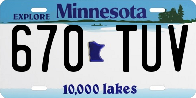 MN license plate 670TUV