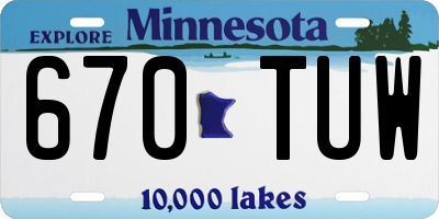 MN license plate 670TUW