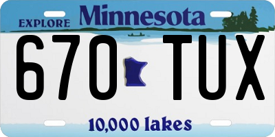 MN license plate 670TUX