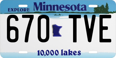 MN license plate 670TVE