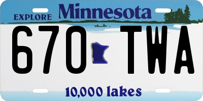 MN license plate 670TWA