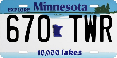 MN license plate 670TWR