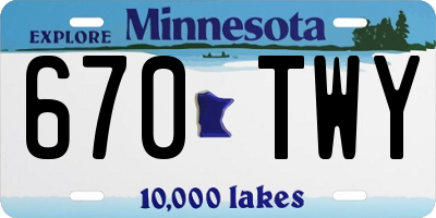 MN license plate 670TWY