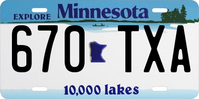 MN license plate 670TXA