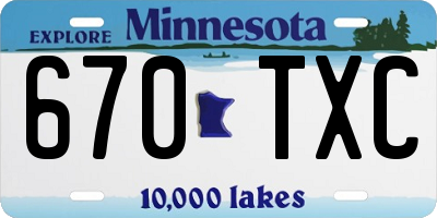MN license plate 670TXC