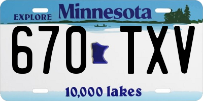 MN license plate 670TXV