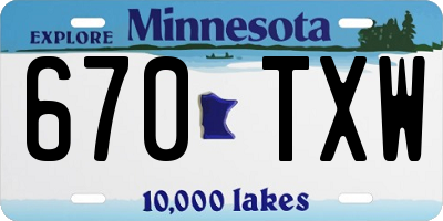 MN license plate 670TXW