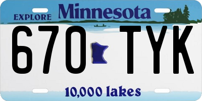MN license plate 670TYK