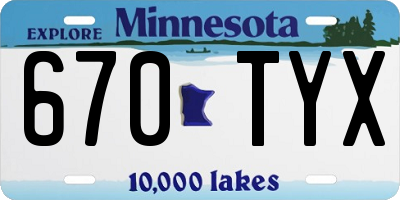 MN license plate 670TYX