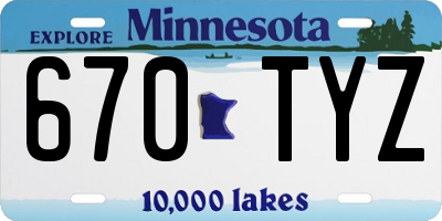 MN license plate 670TYZ