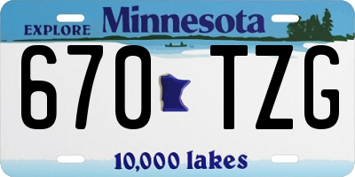 MN license plate 670TZG