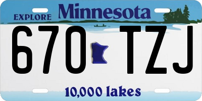 MN license plate 670TZJ