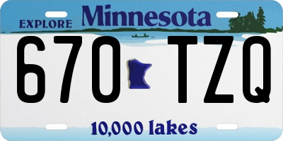 MN license plate 670TZQ