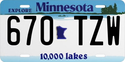 MN license plate 670TZW