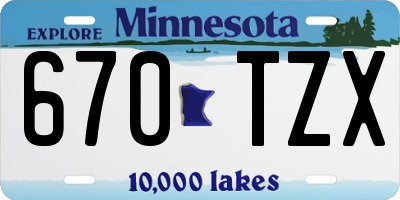 MN license plate 670TZX