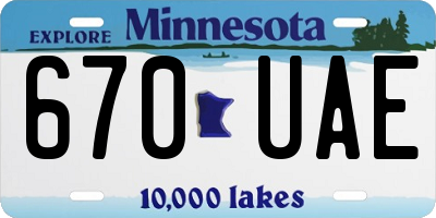 MN license plate 670UAE