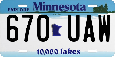 MN license plate 670UAW
