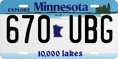 MN license plate 670UBG