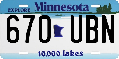MN license plate 670UBN