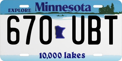 MN license plate 670UBT