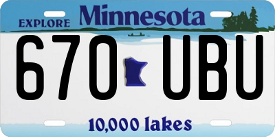 MN license plate 670UBU