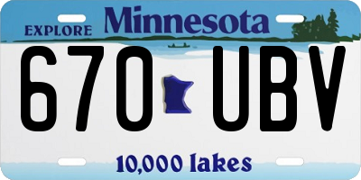 MN license plate 670UBV