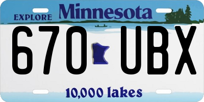 MN license plate 670UBX