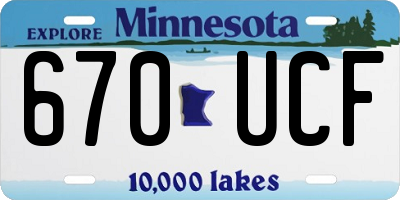 MN license plate 670UCF