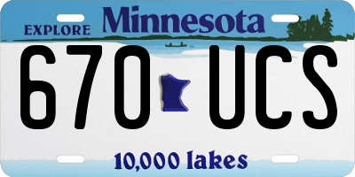 MN license plate 670UCS