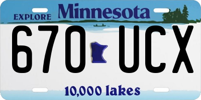 MN license plate 670UCX