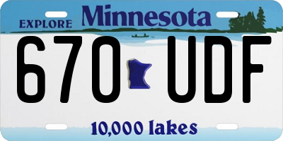 MN license plate 670UDF