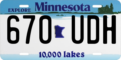 MN license plate 670UDH