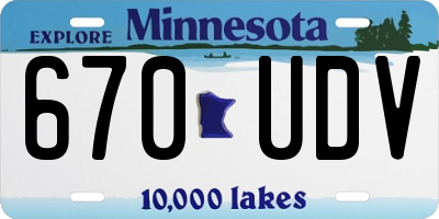 MN license plate 670UDV