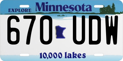 MN license plate 670UDW