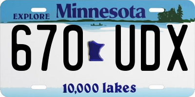 MN license plate 670UDX