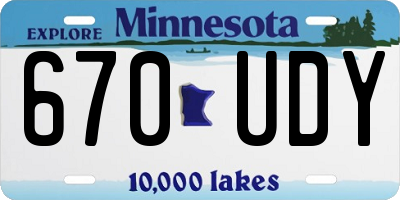 MN license plate 670UDY