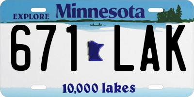 MN license plate 671LAK